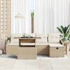 vidaXL Garten-Sofa-Set mit Kissen mit Speicher 6 pcs Beige Poly Rattan