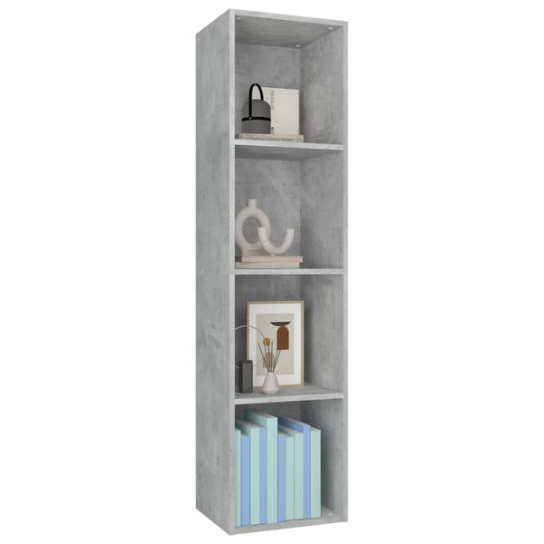 vidaXL Bücherregal/TV-Schrank Betongrau 36x30x143 cm Holzwerkstoff