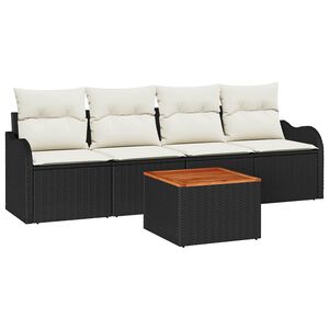 vidaXL Gartensofa-set mit Kissen 5 pcs Schwarz Poly-Rattan