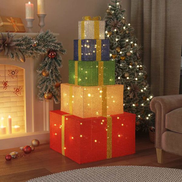 vidaXL Weihnachtsdekoration Geschenkbox 250 LEDs Warmwei&szlig;