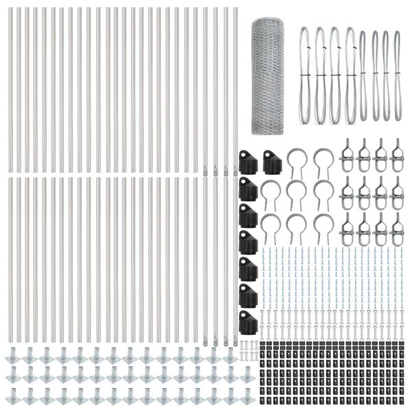 vidaXL Zaunpfosten Silber 100 x 0,4 m (13 mm Maschenweite) Stahl