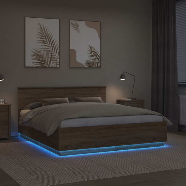 vidaXL Bettrahmen mit Kopfteil Sonoma-Eiche 180 x 200 cm Holzwerkstoff