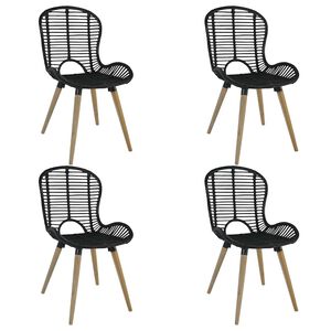 vidaXL Esszimmerst&uuml;hle 4 Stk. Schwarz Natur Rattan