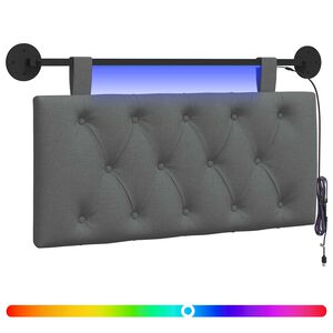 vidaXL H&auml;ngendes Kopfteil Mit LED Licht Dunkelgrau Stoff