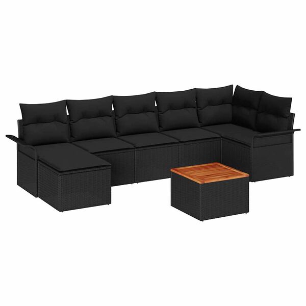 vidaXL Gartensofa-set mit Kissen 8 pcs Schwarz Poly-Rattan