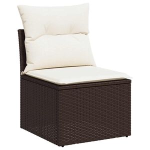 vidaXL Gartensofa ohne Armlehnen mit Kissen Braun Poly Rattan