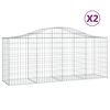 vidaXL Gabionen mit Hochbogen 2 Stk. 200x50x80/100 cm Verzinktes Eisen