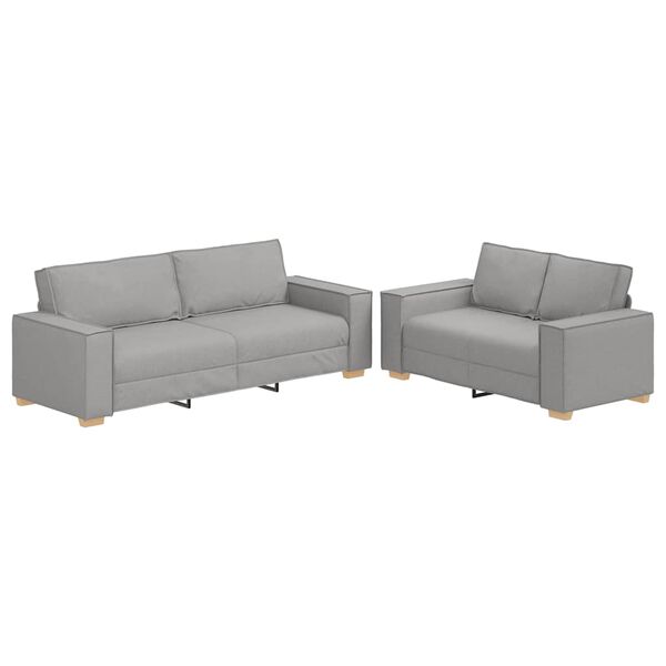 vidaXL 2-teiliges Sofa-Set mit Kissen, wolkengrauer Stoff