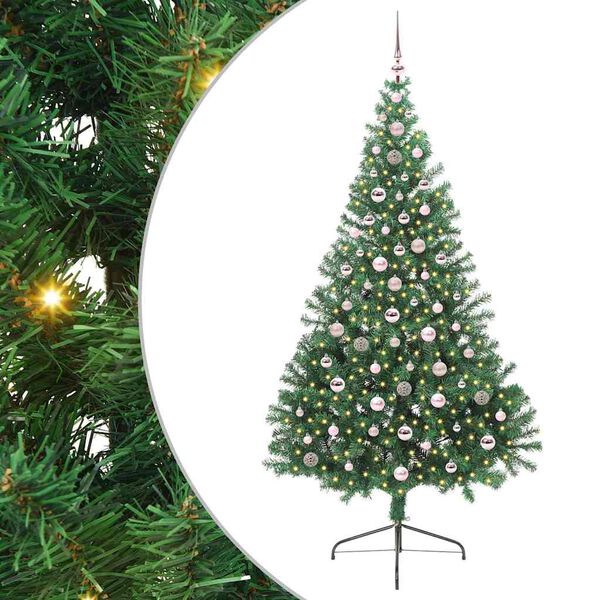 vidaXL K&uuml;nstlicher vorbeleuchteter Weihnachtsbaum Gr&uuml;n 240 cm PVC