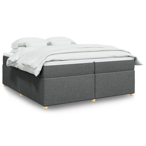 vidaXL Boxspringbett mit Matratze Dunkelgrau 200x200 cm Stoff