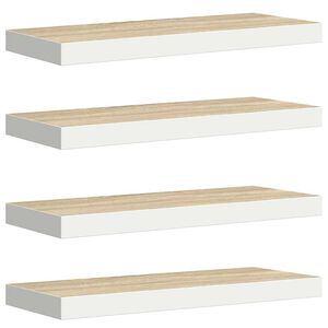 vidaXL Schweberegale 4 Stk. Eichen-Optik und Wei&szlig; 60x23,5x3,8 cm MDF