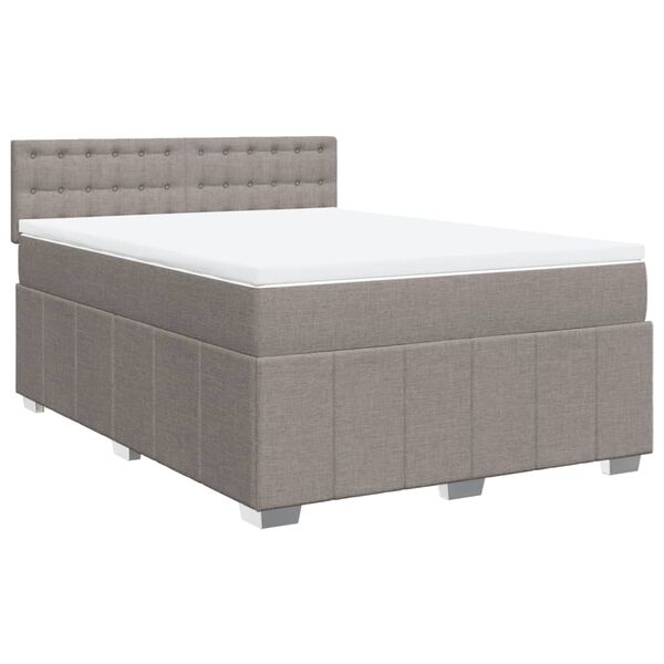 vidaXL Boxspringbett mit Matratze Taupe 140x200 cm Stoff