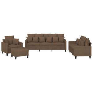 vidaXL 4-tlg. Sofagarnitur mit Kissen Braun Stoff