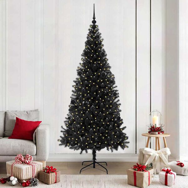 vidaXL Weihnachtsbaum mit 300 LEDs mit St&auml;nder Schwarz 210 cm PVC