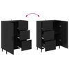 vidaXL Highboard 2 pcs Schwarz Eichen-Optik Engineered Wood und Glas
