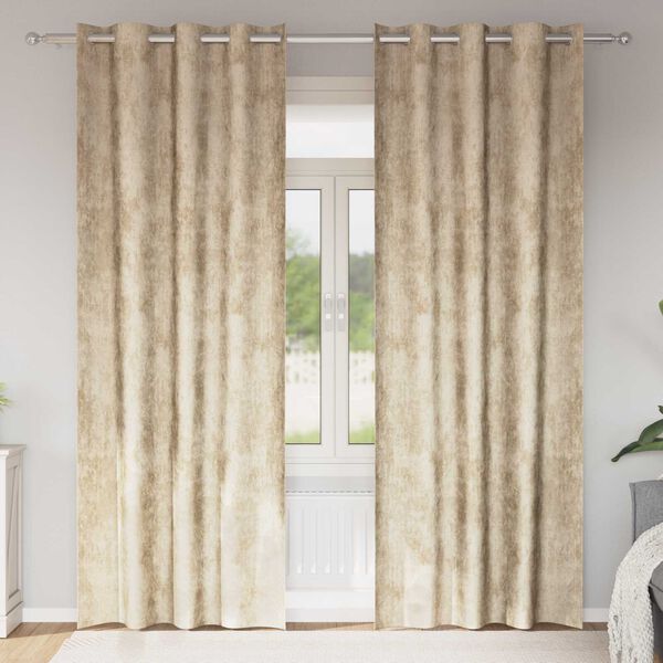 vidaXL Samtvorhänge mit Vorhängen 2 pcs Creme 225 x 140 cm Samt