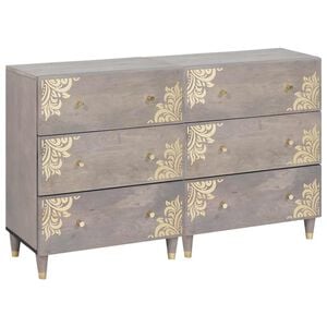 vidaXL Sideboard mit Regal 2 pcs Grau 60 x 33 x 75 cm Massivholz Mango
