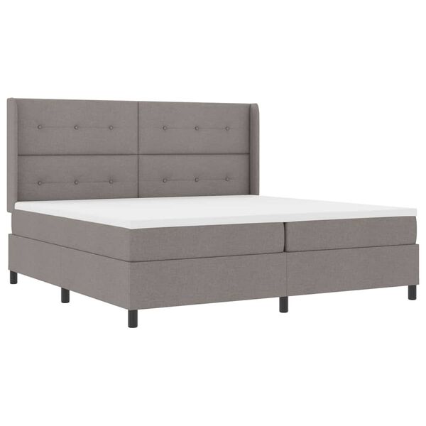 vidaXL LED Boxspringbett mit Matratze Taupe 200 x 200 cm Stoff