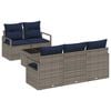 vidaXL Sofa Set 6 pcs Grau und Marineblau Poly-Rattan