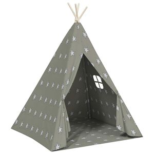 vidaXL Kinder Tipi-Zelt mit Tasche Polyester Grau 115x115x160 cm