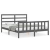 vidaXL Massivholzbett mit Kopfteil Grau 160x200 cm