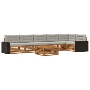 vidaXL Outdoor-Sofagarnitur 7 stk. Nat&uuml;rlich und Hellgrau Polyester