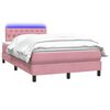 vidaXL Boxspringbett mit Matratze & LED Rosa 120x220 cm Samt