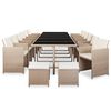 vidaXL 17-tlg. Garten-Essgruppe mit Auflagen Poly Rattan Beige