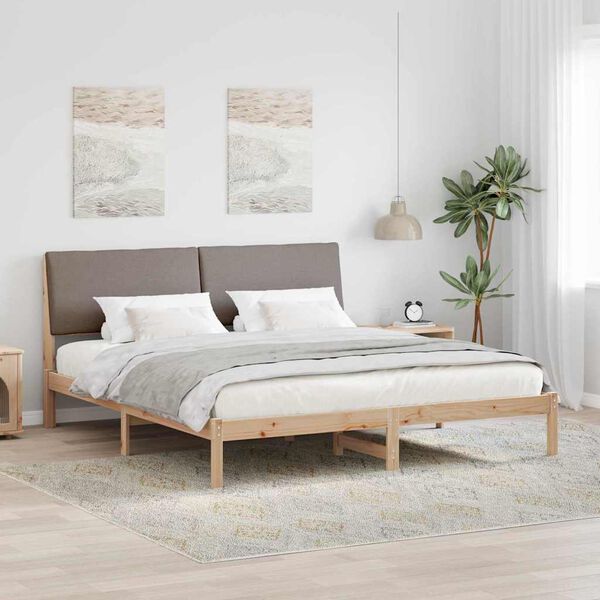 vidaXL Bettgestell Braun und Taupe 200 x 200 cm Massivholz Kiefer