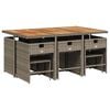 vidaXL 11-tlg. Garten-Essgruppe mit Kissen Grau Poly Rattan