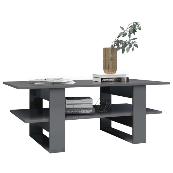 vidaXL Couchtisch Hochglanz-Grau 110x55x42 cm Holzwerkstoff