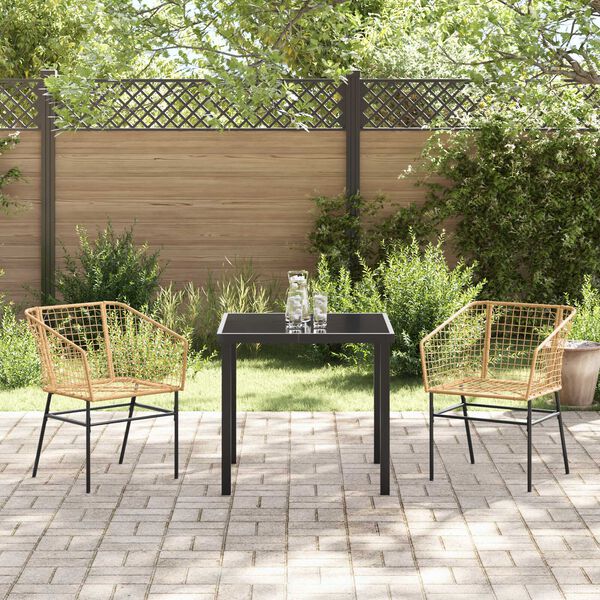 vidaXL Garten Essgruppe 3 pcs Braun Poly-Rattan