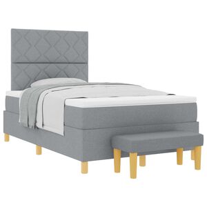 vidaXL Boxspringbett mit Kissen Hellgrau 190 x 120 cm Stoff