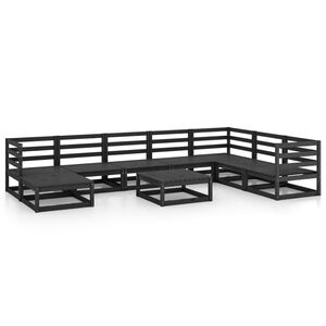 vidaXL 9-tlg. Garten-Lounge-Set Schwarz Massivholz Kiefer