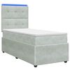 vidaXL LED Boxspringbett mit Matratze Hellgrau 90 x 190 cm Samt