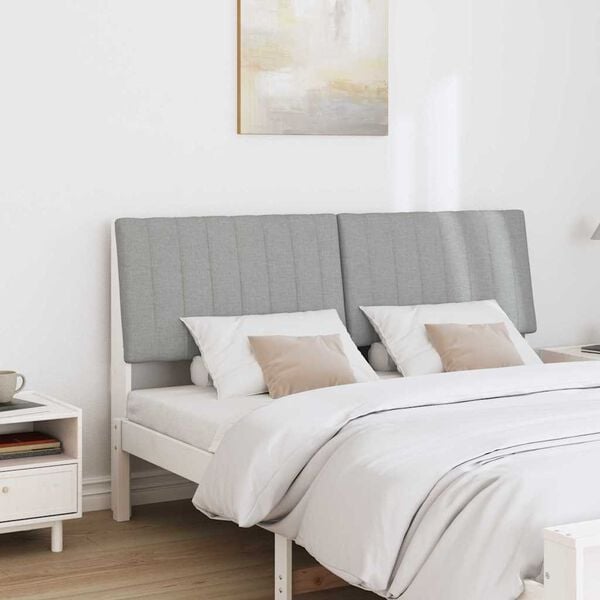 vidaXL Gepolstertes Kopfteil Hellgrau 150 cm Massives Kiefernholz
