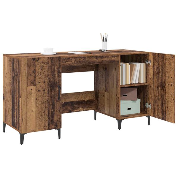 vidaXL Schreibtisch mit T&uuml;r Altholz 140 x 50 x 75 cm Holzwerkstoff