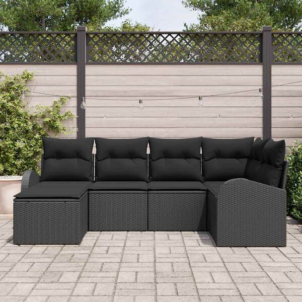 vidaXL Gartensofa-set 6 pcs Schwarz Poly-Rattan