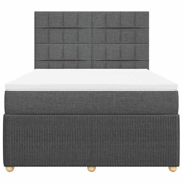 vidaXL Boxspringbett mit Matratze Dunkelgrau 140x200 cm Stoff