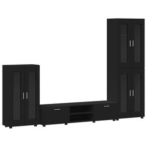 vidaXL TV-Schrankset mit Schubladen FLORIN 3 pcs Schwarz Holzwerkstoff