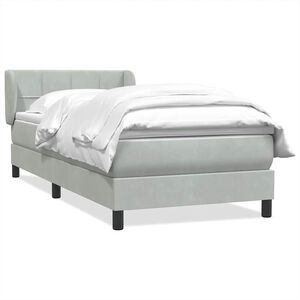 vidaXL Boxspringbett mit Matratze Hellgrau 90x220 cm Samt