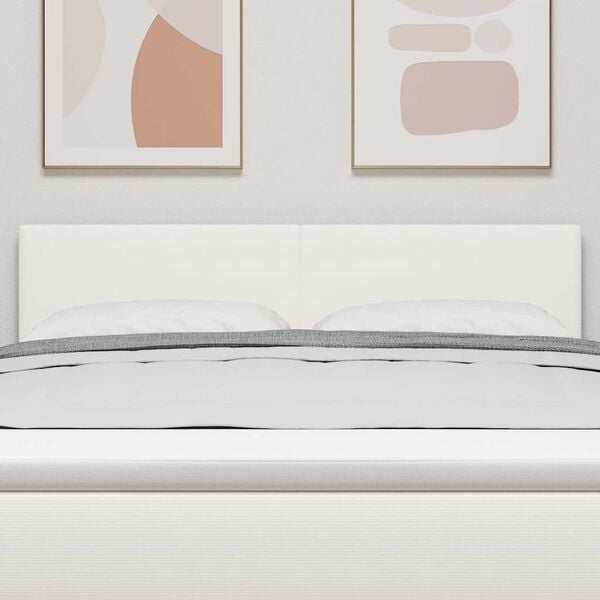 vidaXL LED Kopfteil mit LED-Lichtleisten Creme 160 cm Polyester