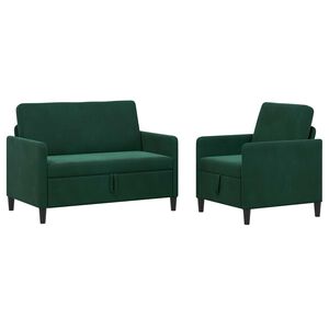 vidaXL Sofa Set mit Stauraum 2 stk. Dunkelgr&uuml;n Polyester