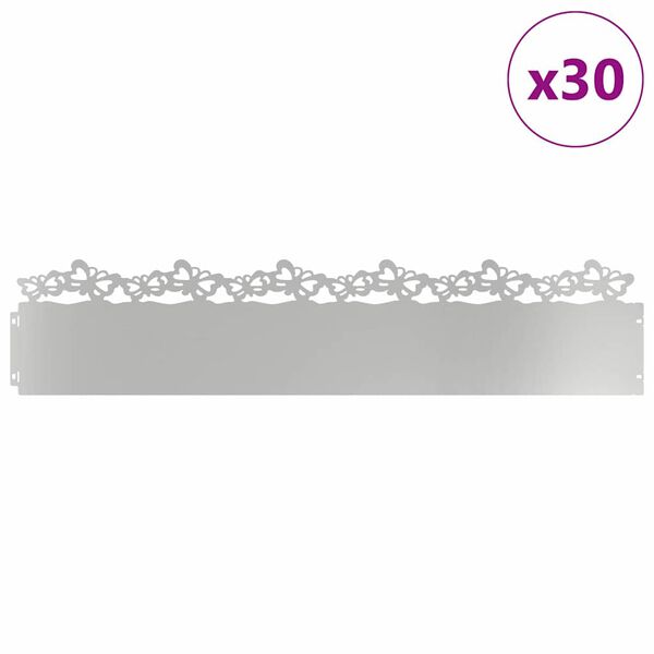 vidaXL Rasenkanten 30 pcs Silber 103 x 0,05 x 22 cm Verzinkter Stahl