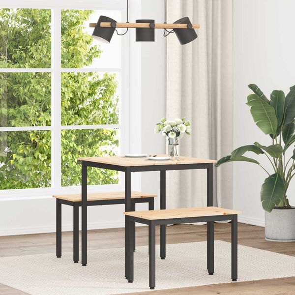 vidaXL Esstisch Natur 70 x 70 x 75 cm Massives Kiefernholz