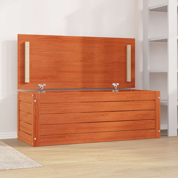 vidaXL Aufbewahrungsbox mit Speicher Wachsbraun 89 x 36,5 x 33 cm