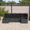 vidaXL Sofa Set mit Kissen mit Speicher Schwarz Poly-Rattan
