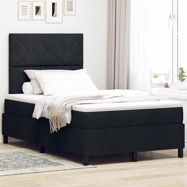 vidaXL Boxspringbett mit Matratze mit LED Schwarz 120 x 190 cm Stoff