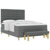 vidaXL Boxspringbett mit Matratze Dunkelgrau 140 x 190 cm Stoff