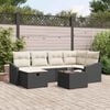 vidaXL Sofa Set mit Kissen mit Speicher Schwarz und Creme Poly-Rattan
